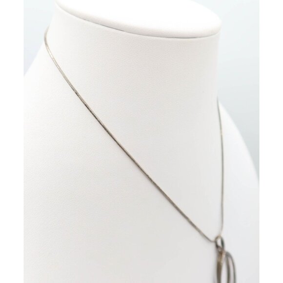 Sterling Silver 925 Double Oval Loop Pendant Chaint Necklace 16" - Picture 3 of 10